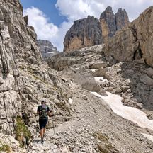 Hiker in the Brenta Dolomites