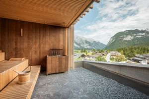 Sauna with mountain view Hotel Kristall