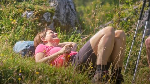 Woman lying in the grass